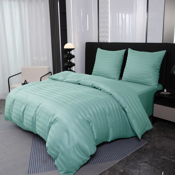 Lenjerie de pat hoteliera din microfibra JASMINE menta - dunga 2 cm Dimensiunile lenjeriei: 70 x 90 cm | 140 x 220 cm