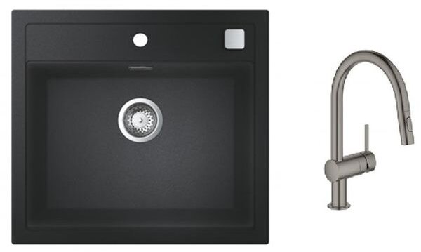Set chiuvetă din granit Grohe K700 31651AP0, baterie bucătărie Grohe Minta 32321AL2, 40400AL0