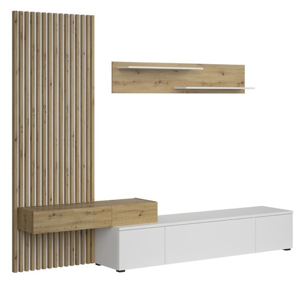 Mobilier living REBOKA (alb + stejar artisan). 1091549