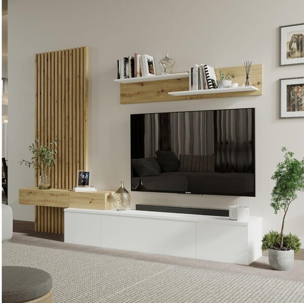 Mobilier living REBOKA (alb + stejar artisan). 1091549