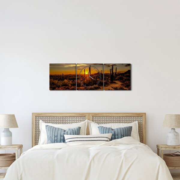 Tablou - Sfărșit de zi în deșertul Arizona (cu ceas) (90x30 cm)