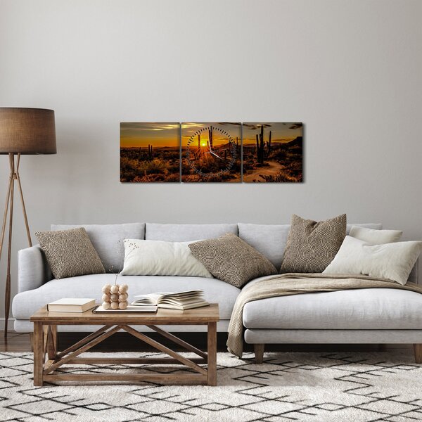 Tablou - Sfărșit de zi în deșertul Arizona (cu ceas) (90x30 cm)