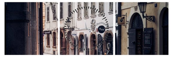 Tablou - Strada din Praga (cu ceas) (90x30 cm)