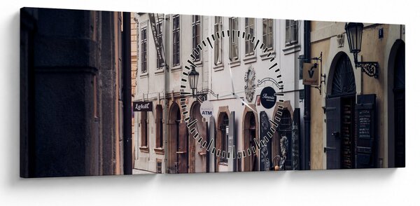 Tablou - Strada din Praga (cu ceas) (90x30 cm)
