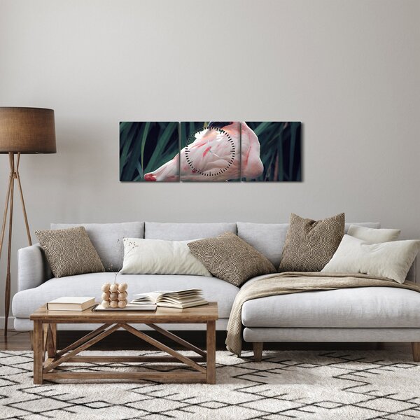 Tablou - Pasărea Flamengo (cu ceas) (90x30 cm)