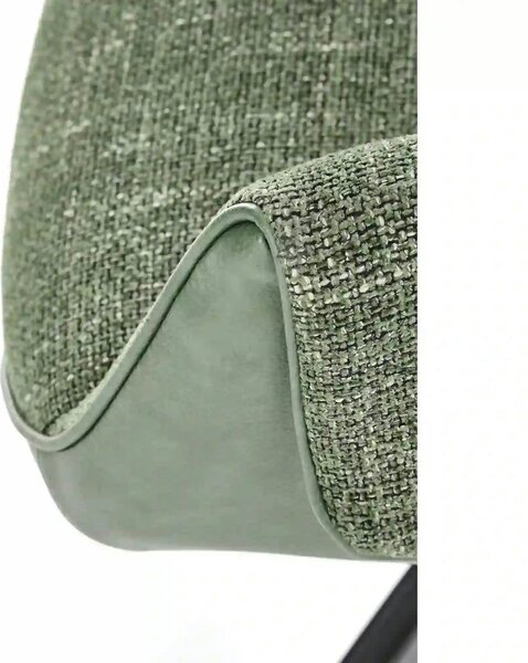 Scaun K579, verde olive/negru, stofa clasica/piele ecologica/otel, 65x