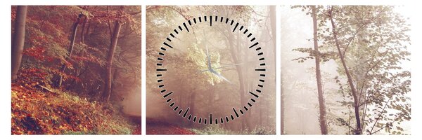 Tablou - Plimbarea de toamnă prin pădure (cu ceas) (90x30 cm)