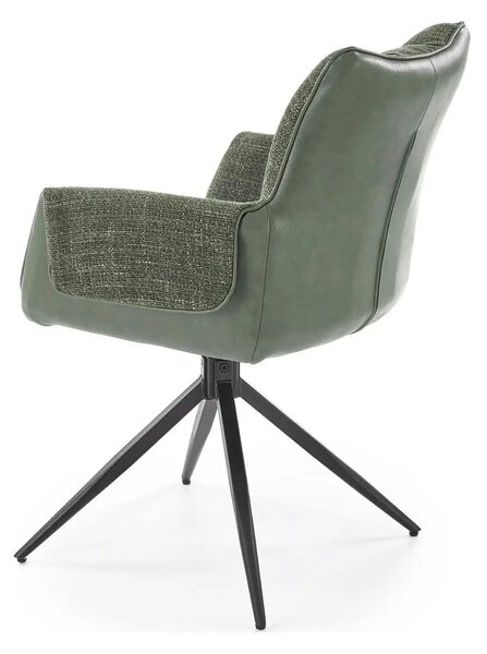 Scaun K579, verde olive/negru, stofa clasica/piele ecologica/otel, 65x