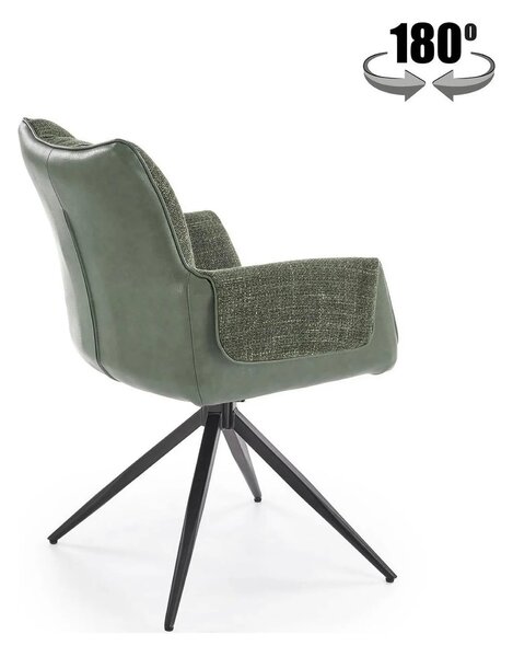 Scaun K579, verde olive/negru, stofa clasica/piele ecologica/otel, 65x