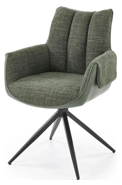 Scaun K579, verde olive/negru, stofa clasica/piele ecologica/otel, 65x