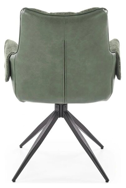 Scaun K579, verde olive/negru, stofa clasica/piele ecologica/otel, 65x
