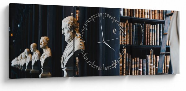 Tablou - La bibliotecă (cu ceas) (90x30 cm)