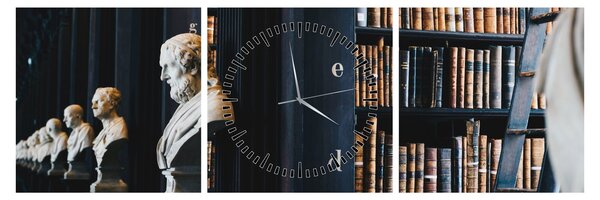 Tablou - La bibliotecă (cu ceas) (90x30 cm)
