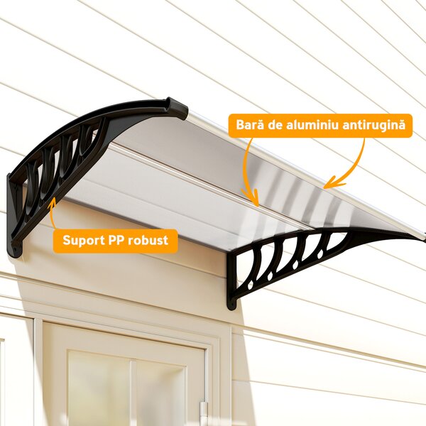 Outsunny Copertina moderna din policarbonat, 110x60x18 cm, gri | Aosom Romania