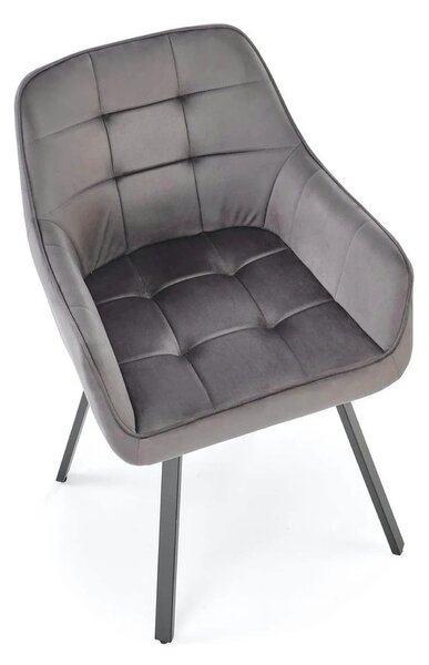 Scaun K588, gri - HLR 21, stofa catifelata/otel, 55x60x89 cm