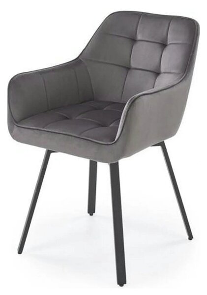 Scaun K588, gri - HLR 21, stofa catifelata/otel, 55x60x89 cm