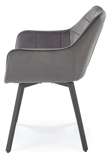 Scaun K588, gri - HLR 21, stofa catifelata/otel, 55x60x89 cm