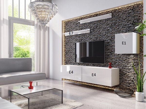 Mobilier living Dophia (alb + alb lucios). 1007707