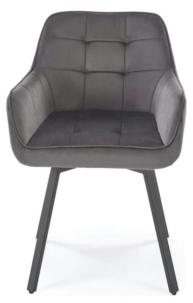 Scaun K588, gri - HLR 21, stofa catifelata/otel, 55x60x89 cm