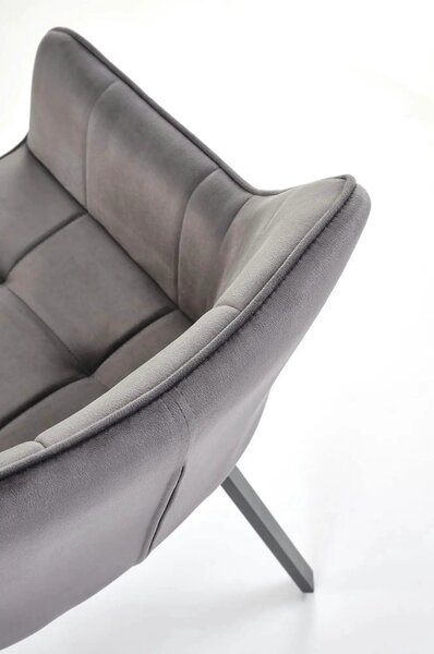 Scaun K588, gri - HLR 21, stofa catifelata/otel, 55x60x89 cm