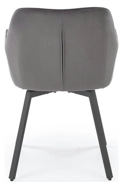 Scaun K588, gri - HLR 21, stofa catifelata/otel, 55x60x89 cm