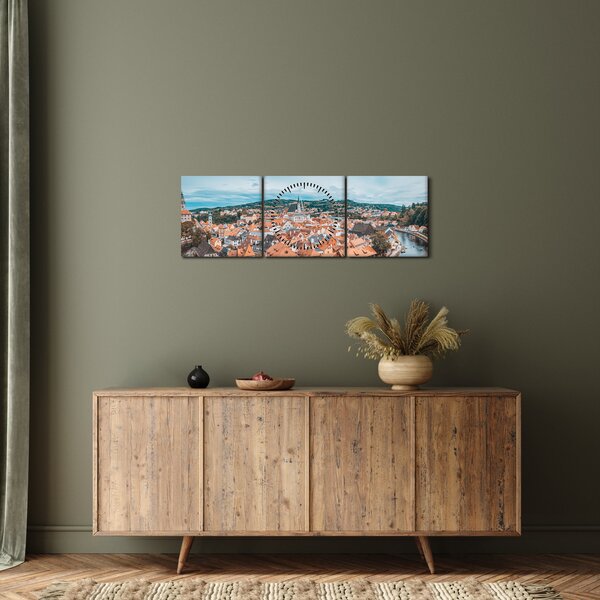 Tablou - Krumlov din Cehia (cu ceas) (90x30 cm)