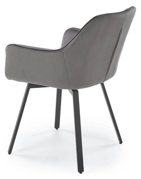 Scaun K588, gri - HLR 21, stofa catifelata/otel, 55x60x89 cm