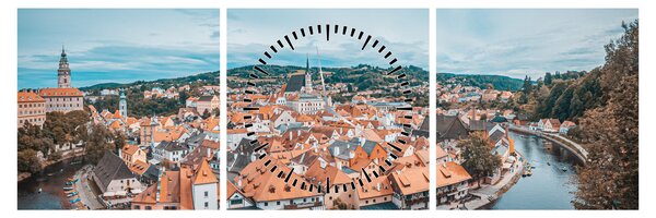 Tablou - Krumlov din Cehia (cu ceas) (90x30 cm)