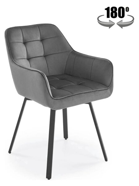 Scaun K588, gri - HLR 21, stofa catifelata/otel, 55x60x89 cm