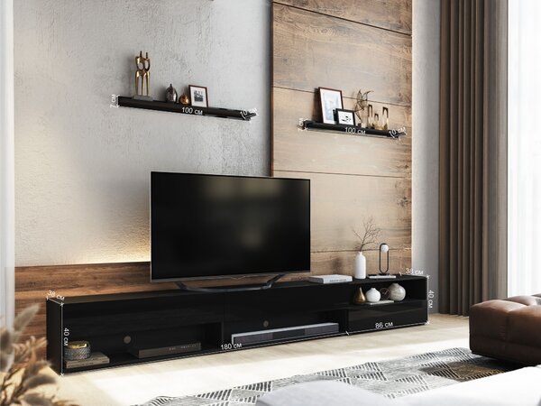 Mobilier living Berny 26 (negru + negru lucios). 1036089