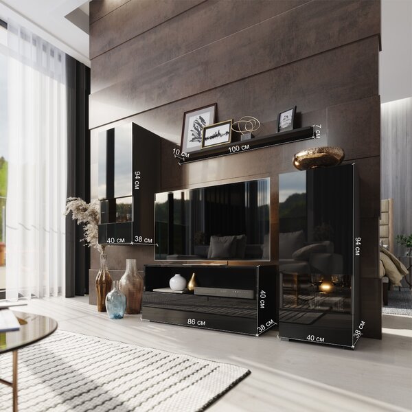 Mobilier living Berny 39 (negru + negru lucios). 1041454
