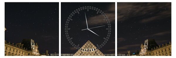 Tablou - Louvre nocturn (cu ceas) (90x30 cm)