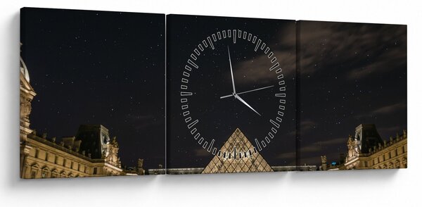 Tablou - Louvre nocturn (cu ceas) (90x30 cm)