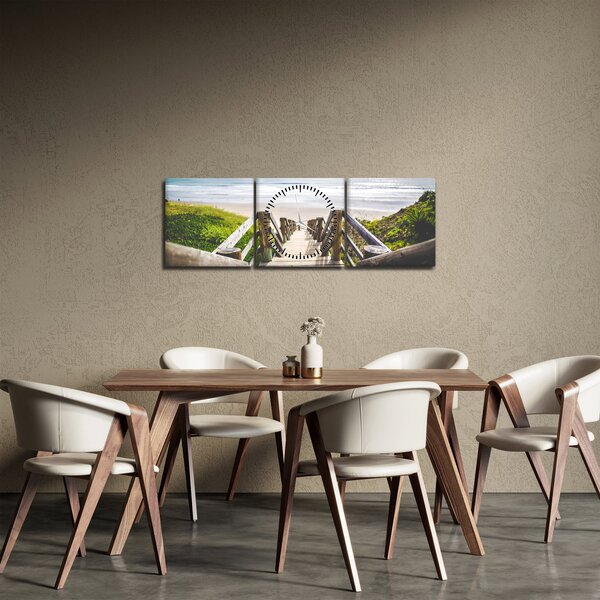 Tablou - Intare pe plaja (cu ceas) (90x30 cm)