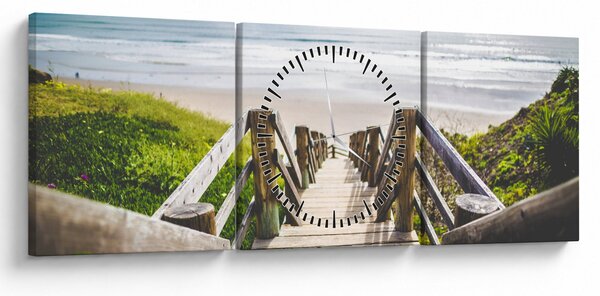 Tablou - Intare pe plaja (cu ceas) (90x30 cm)