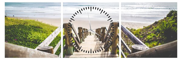 Tablou - Intare pe plaja (cu ceas) (90x30 cm)