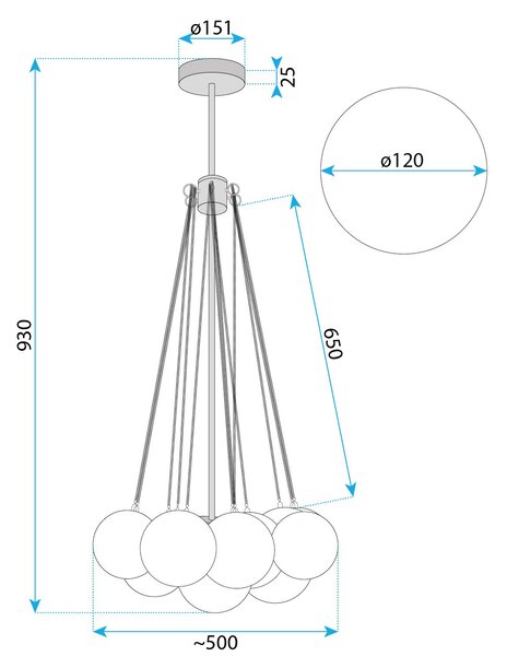 Lampă suspendată APP1688-12CP Gold