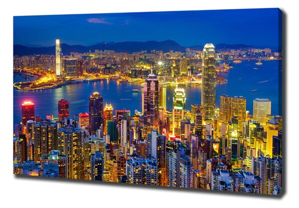 Imprimare tablou canvas Hong Kong pe timp de noapte