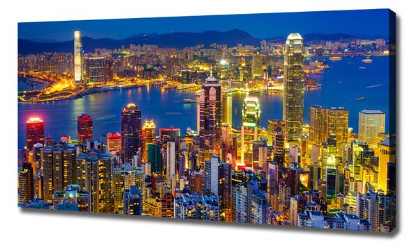 Imprimare tablou canvas Hong Kong pe timp de noapte