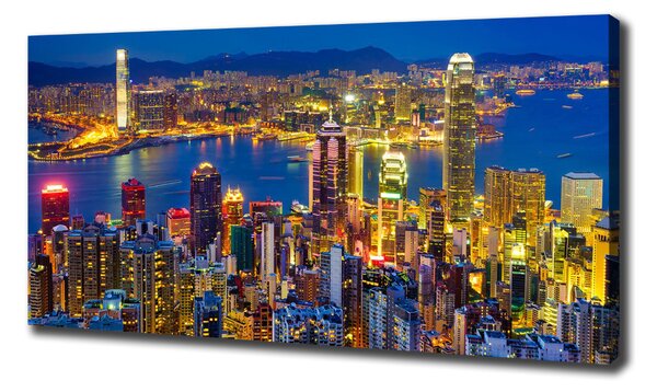 Imprimare tablou canvas Hong Kong pe timp de noapte