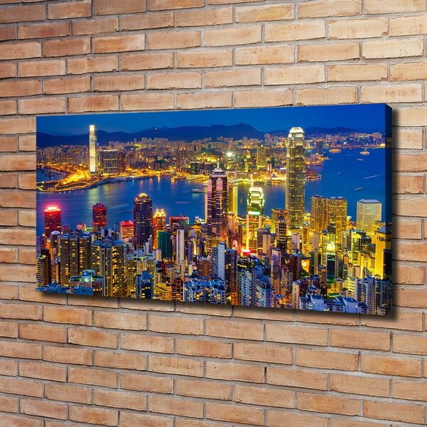 Imprimare tablou canvas Hong Kong pe timp de noapte
