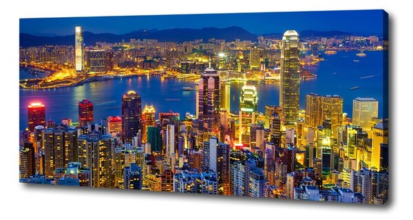 Imprimare tablou canvas Hong Kong pe timp de noapte