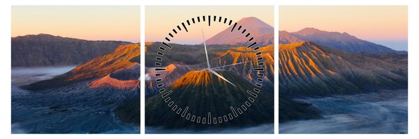Tablou cu muntele Bromo în Indonesia (cu ceas) (90x30 cm)