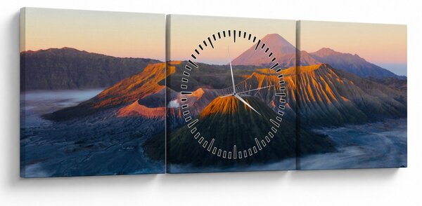 Tablou cu muntele Bromo în Indonesia (cu ceas) (90x30 cm)