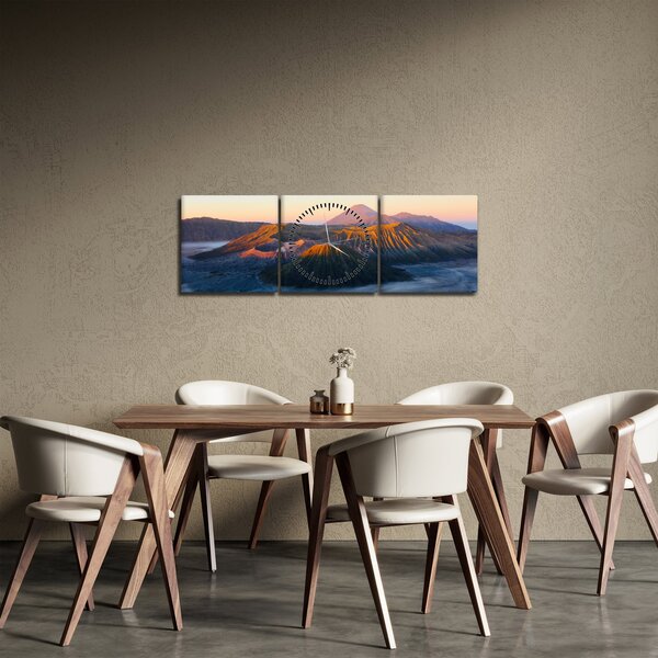 Tablou cu muntele Bromo în Indonesia (cu ceas) (90x30 cm)