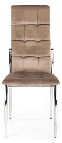 Scaun cromat bucatarie K416, bej, stofa catifelata, 43x54x101 cm