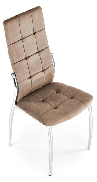 Scaun cromat bucatarie K416, bej, stofa catifelata, 43x54x101 cm