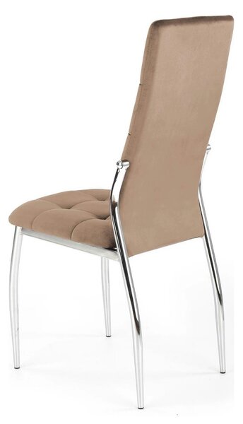 Scaun cromat bucatarie K416, bej, stofa catifelata, 43x54x101 cm