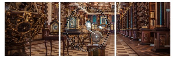 Tablou -Clementinum de Praga (cu ceas) (90x30 cm)