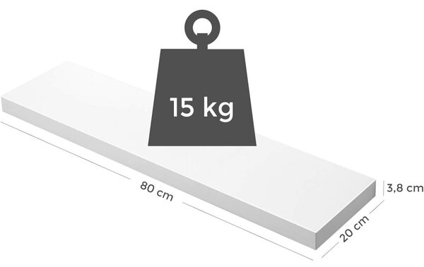 Raft plutitor montabil pe perete, alb 80x20x3cm